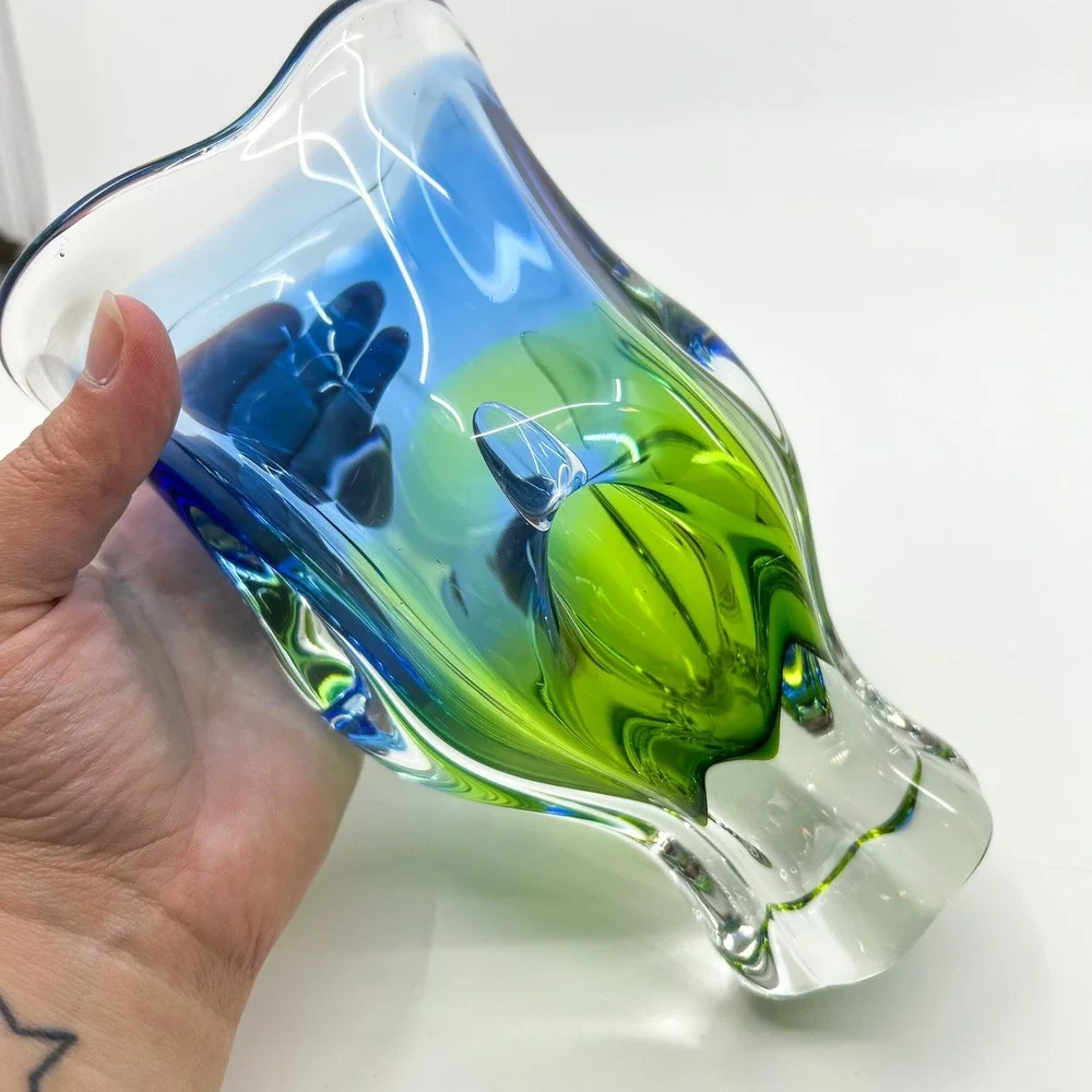 Vintage Bohemian Sommerso Glass Josef Hospodka Chribska Vase 1960's